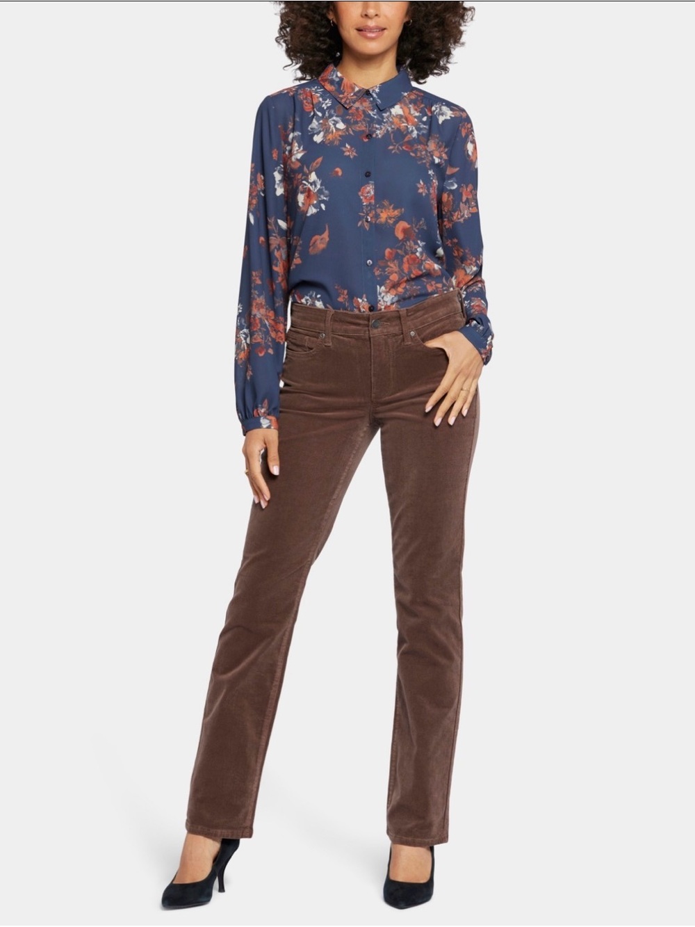 NYDJ Marilyn Straight Corduroy Pants Mink Brown Petite 10P NWT